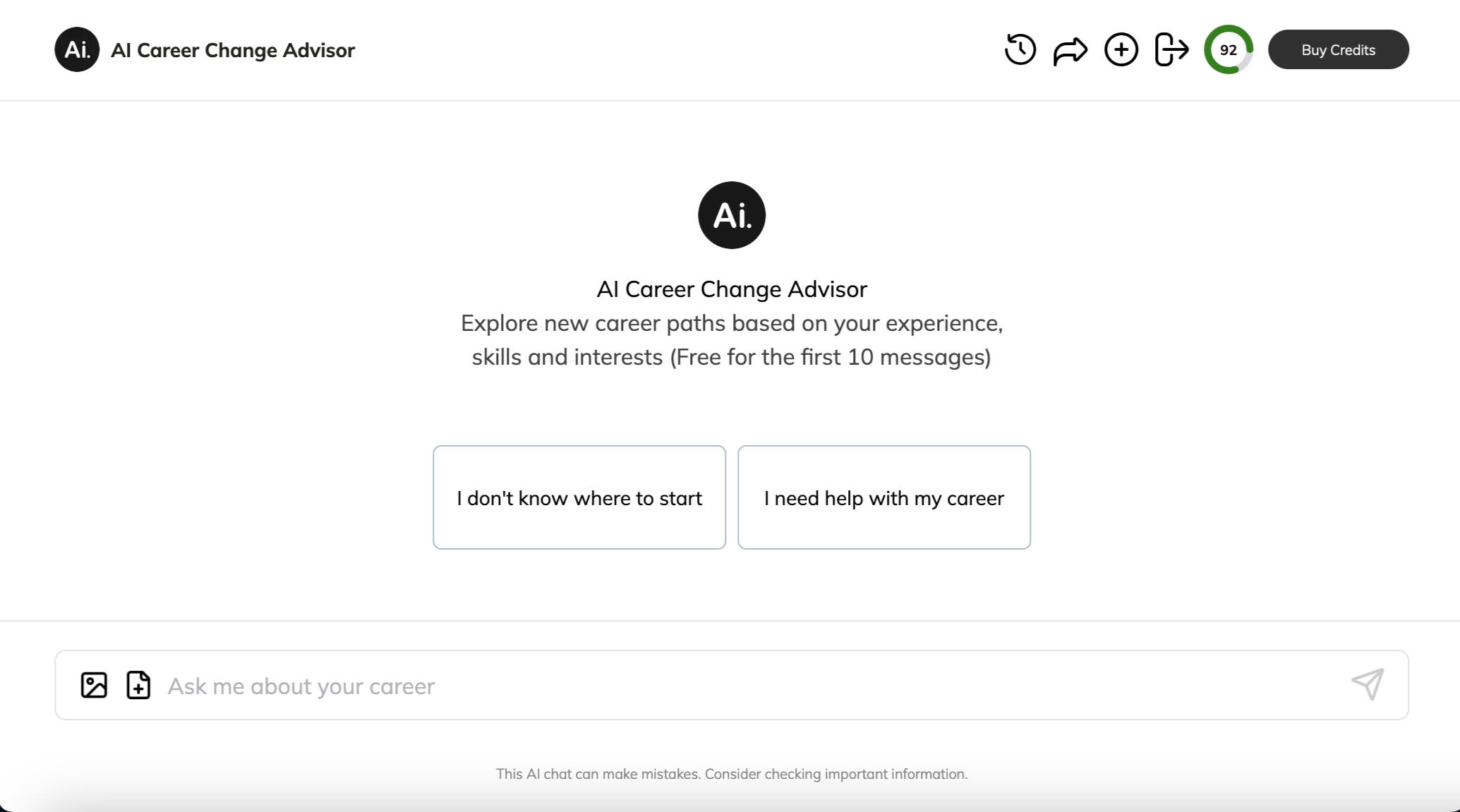 AI Assistant default view